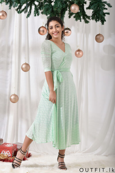 Three Quarter Sleeve Crossover Dress
