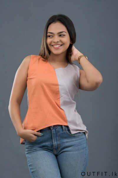 Color Block Pleated Top