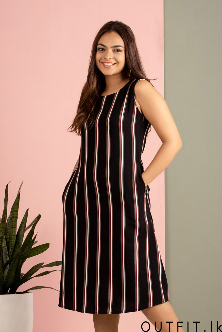 Striped Sleeveless Dress OUTFIT.lk