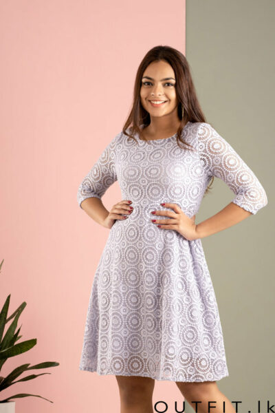 Round Neck Lace Flared Dress