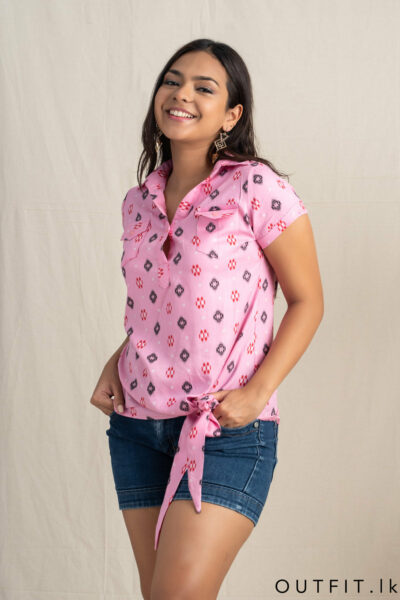 Rayon Hem Tie Up Top