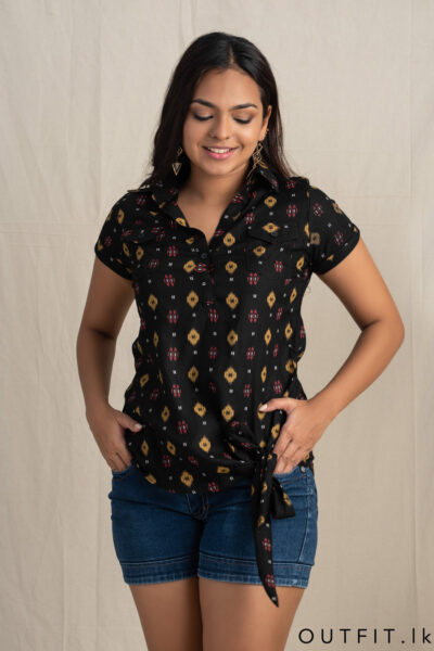 Rayon Hem Tie Up Top