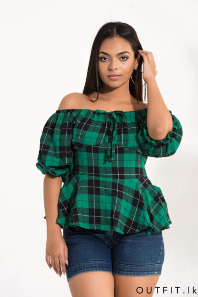Scoop Neck Check Top