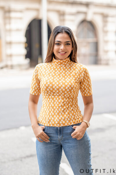 High Neck Floral Tee