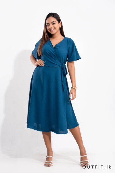 Front Cross Over Midi Dress