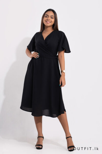 Front cross over midi dress