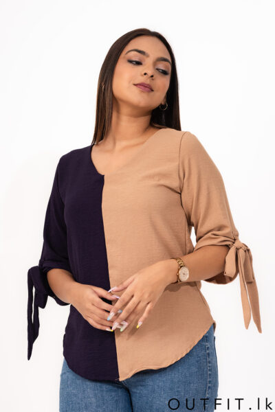 V-neck Two Tone Top