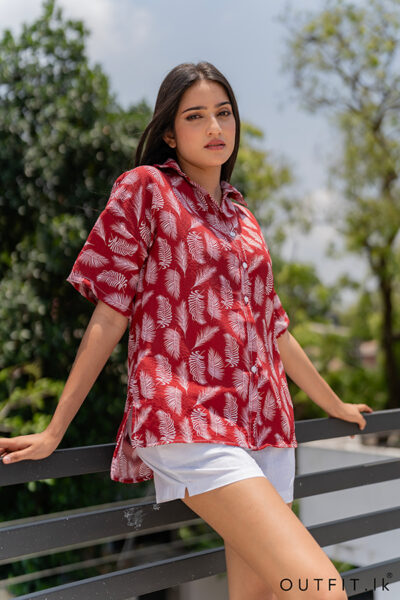 Drop Shoulder Tropical Smart Shirt