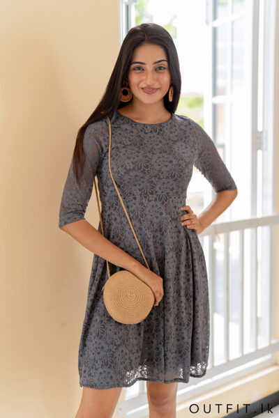Round Neck Lace Falred Dress