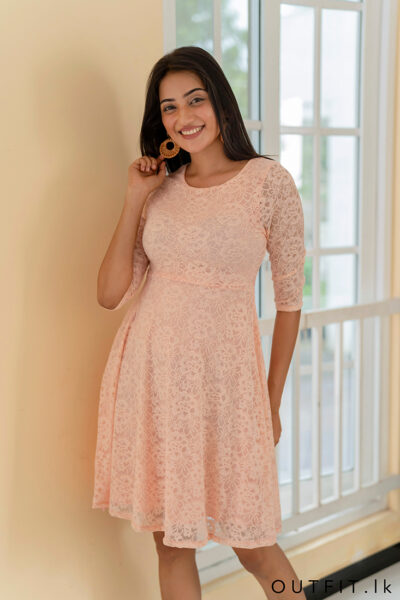 Round Neck Lace Falred Dress