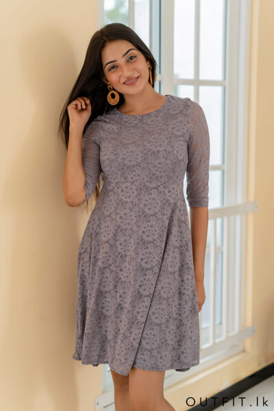 Round Neck Lace Falred Dress