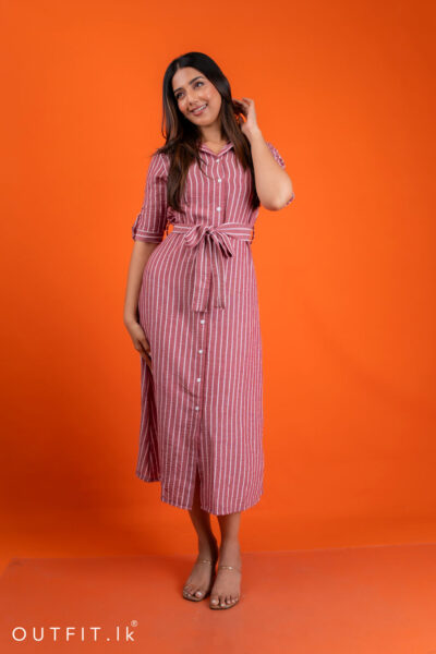 Striped Smart Linen Shirt Dress