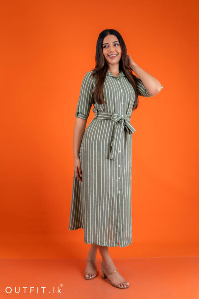 Striped Smart Linen Shirt Dress