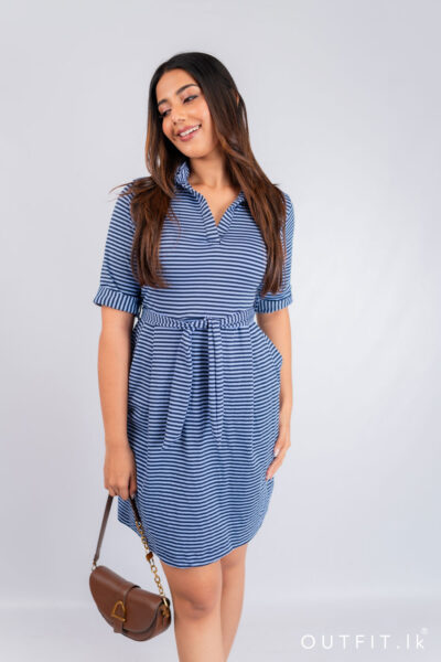 Casual Striped Collared Dress